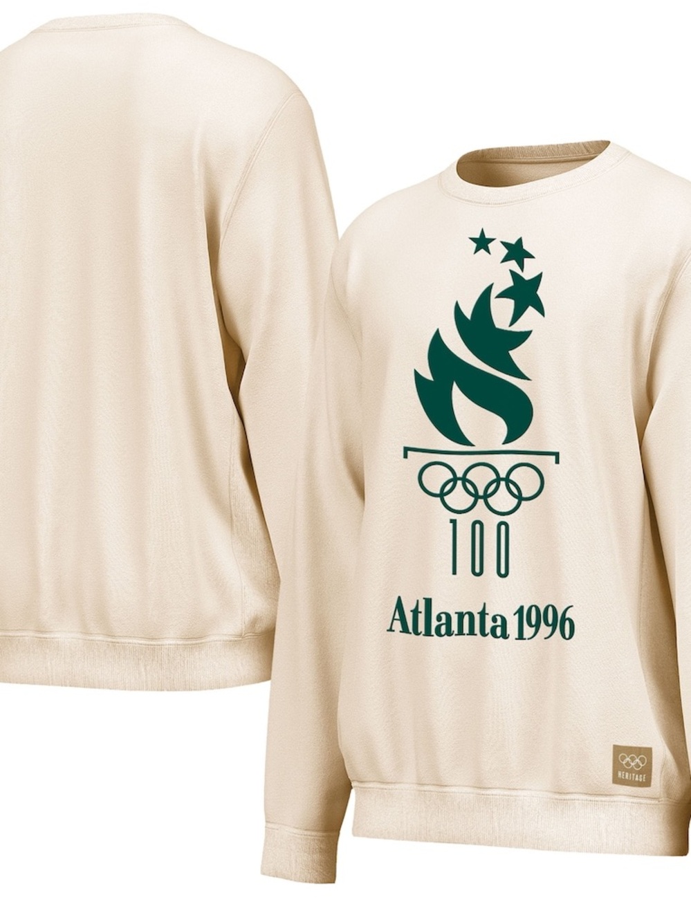 Heritage Crewneck Sweatshirt Cream with Green Atlanta 1996 Olympics Graphic